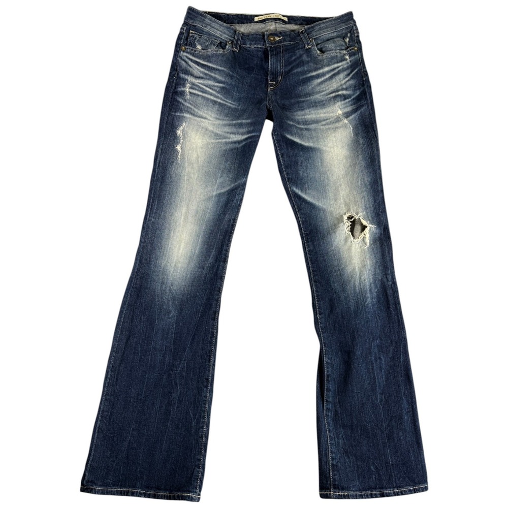 Big Star Maddie Bootcut Jeans Womens 28R Dark Blue Distressed Lowrise Midrise
